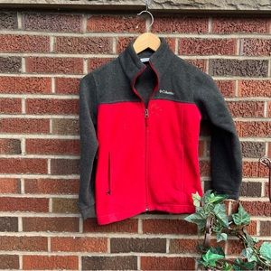 Columbia Gray and Red Full Zip Fleece Kid’s Boy’s Jacket